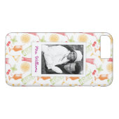 Cocktail Sketch Patroon | Monogram Case-Mate iPhone Case (Achterkant (Horizontaal))