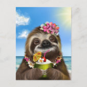 Cocktail Sloth op de strand Briefkaart (Voorkant)