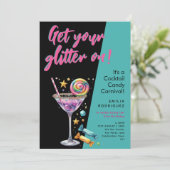 Cocktail Snoep Carnaval Verjaardag Bachelorette Pl Kaart (Staand voorkant)