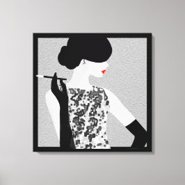 Cocktail Soiree Mode Silhouette Wall Art Canvas Afdruk