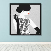 Cocktail Soiree Mode Silhouette Wall Art Canvas Afdruk (Insitu (Houten vloer))