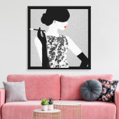 Cocktail Soiree Mode Silhouette Wall Art Canvas Afdruk (Insitu (Woonkamer))