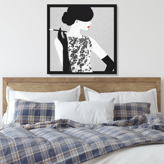 Cocktail Soiree Mode Silhouette Wall Art Canvas Afdruk (Insitu (Slaapkamer))