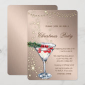 Cocktail, Sparkle, Lichten, Roos Goud Kerstfeest Kaart (Voorkant / Achterkant)