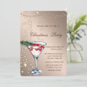 Cocktail,Sparkle,Lichten,Roze Goud Kerstfeest Kaart (Staand voorkant)