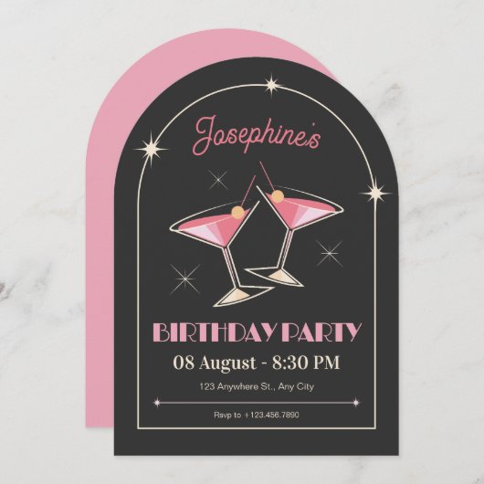  Cocktail sparkle verjaardag Kaart (Voorkant / Achterkant)