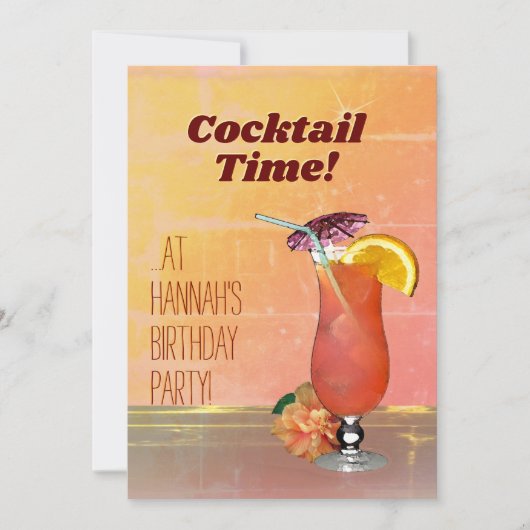 Cocktail Time. Birthday Uitnodiging (Voorkant)