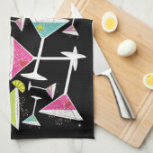 Cocktail Time Colorful Drinken in Martini Glasses Theedoek (Quarter Fold)