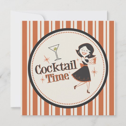 Cocktail Time Invitation - Stripes Kaart (Voorkant)