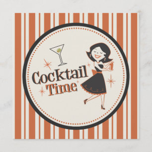 Cocktail Time Invitation - Stripes Kaart