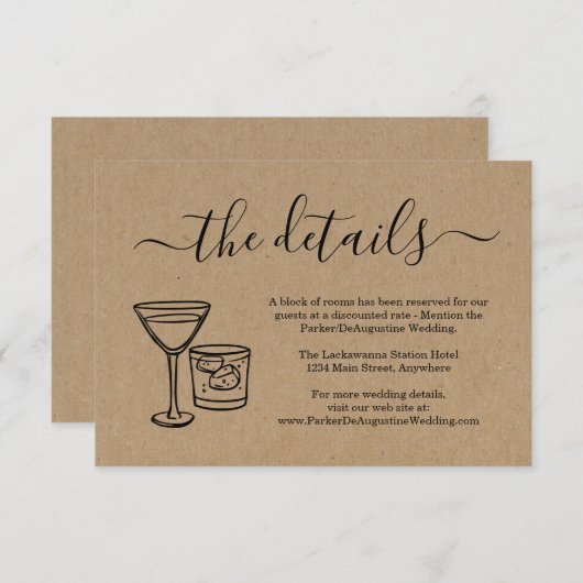 Cocktail Toast Informatie Details Behuizing Kaart (Voorkant / Achterkant)