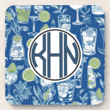 Cocktail toile monogram onderzetters
