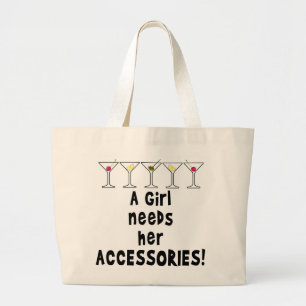 COCKTAIL TOTES, EEN MEISJE HEEFT HAARE ACCESSOIRES GROTE TOTE BAG