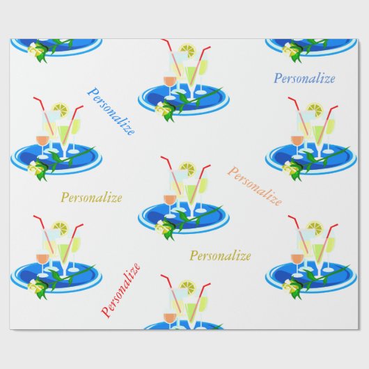 Cocktail Tray en Cocktail Drinken personaliseren Cadeaupapier (Vlak)