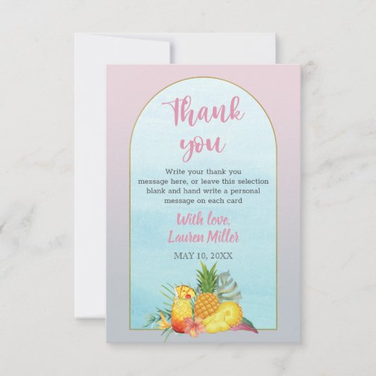 Cocktail Tropische Drinken Poolside Vrijgezellenfe Bedankkaart (Voorkant)