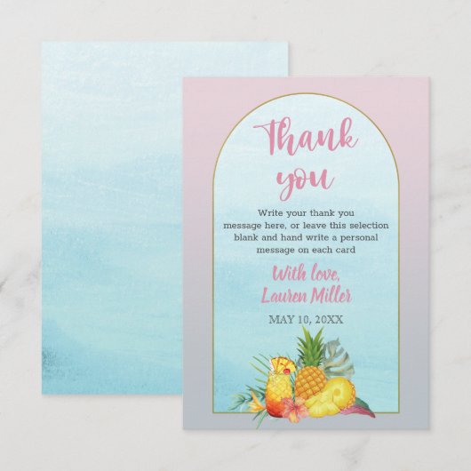 Cocktail Tropische Drinken Poolside Vrijgezellenfe Bedankkaart (Voorkant / Achterkant)