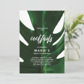 Cocktail Tropische Monstera Leaf Party Kaart (Staand voorkant)