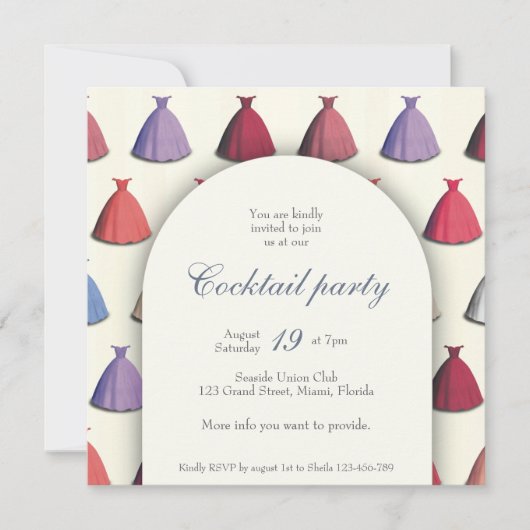 Cocktail tuin bruids jurk partij Uitnodiging (Voorkant)