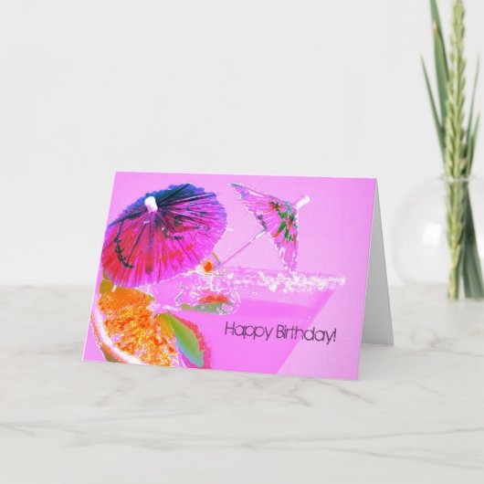 Cocktail umbrellas happy birthday card kaart (Voorkant)