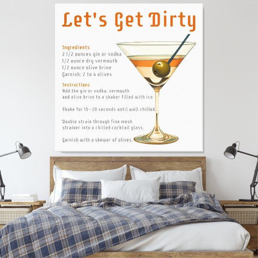 Cocktail uur Laten we vies Martini recept Canvas Afdruk (Insitu (Slaapkamer))