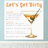 Cocktail uur Laten we vies Martini recept Canvas Afdruk (Insitu (Houten vloer))