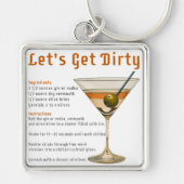 Cocktail uur Laten we vies Martini recept Sleutelhanger (Voorkant)
