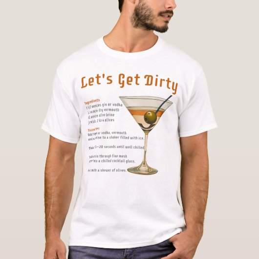 Cocktail uur Laten we vies Martini recept T-shirt (Voorkant)