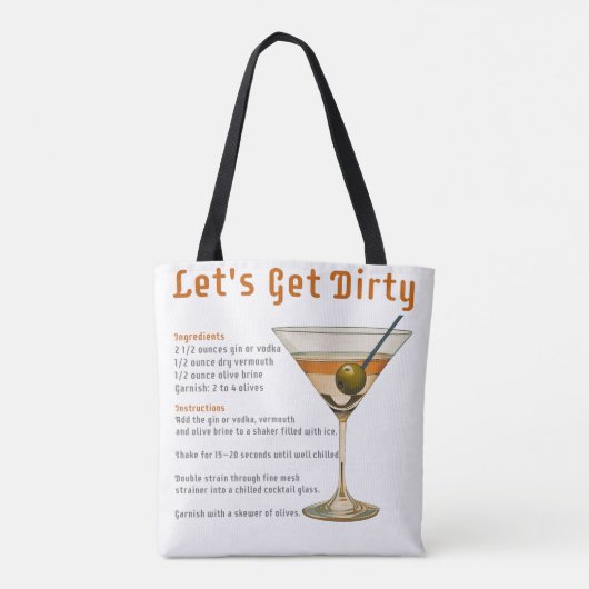 Cocktail uur Laten we vies Martini recept Tote Bag (Achterkant)