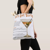 Cocktail uur Laten we vies Martini recept Tote Bag (Dichtbij)
