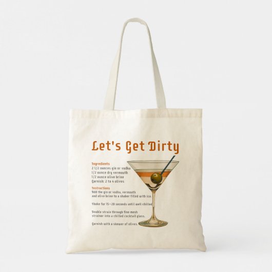 Cocktail uur Laten we vies Martini recept Tote Bag (Achterkant)