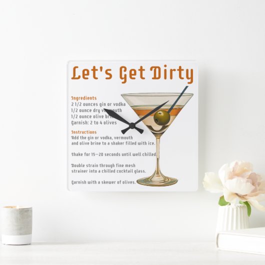 Cocktail uur Laten we vies Martini recept Vierkante Klok (Huis)