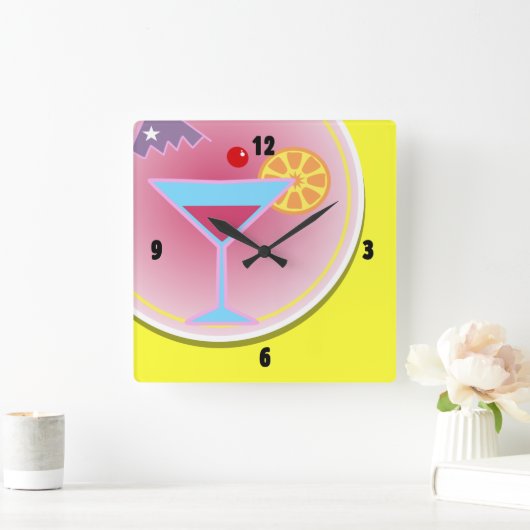 Cocktail-uurklok nachtwandklok vierkante klok (Huis)