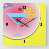Cocktail-uurklok nachtwandklok vierkante klok (Voorkant)