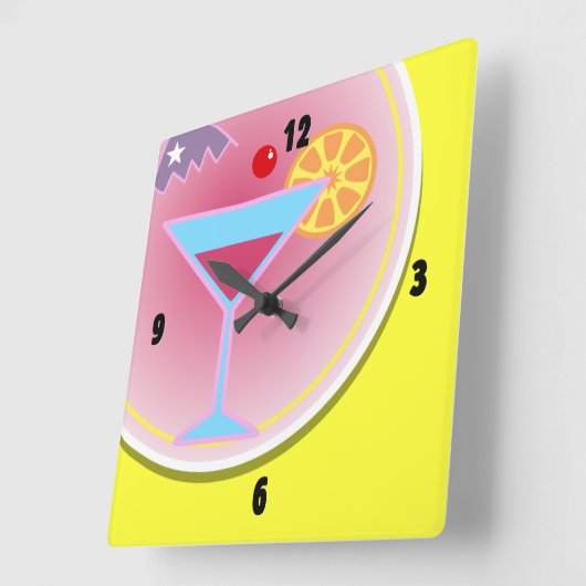 Cocktail-uurklok nachtwandklok vierkante klok (Hoek)