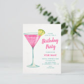 Cocktail verjaardag kaart (Staand voorkant)