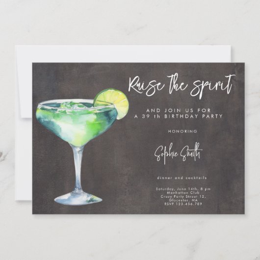 Cocktail verjaardagsfeestje aquarel kaart (Voorkant)