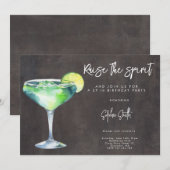 Cocktail verjaardagsfeestje aquarel kaart (Voorkant / Achterkant)