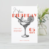 Cocktail verjaardagsfeestje kaart (Staand voorkant)