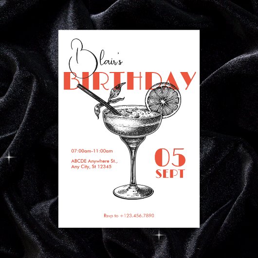 Cocktail verjaardagsfeestje kaart