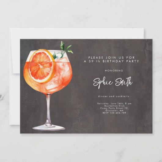 Cocktail verjaardagsfeestje waterverf kaart (Voorkant)