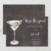 Cocktail verjaardagsfeestje waterverf kaart (Voorkant / Achterkant)