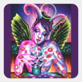 cocktail vierkante sticker (Voorkant)