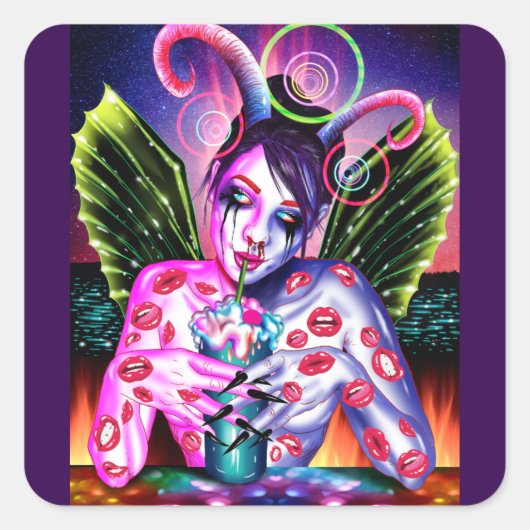 cocktail vierkante sticker (Voorkant)