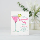 Cocktail vrijgezellenfeest kaart (Staand voorkant)