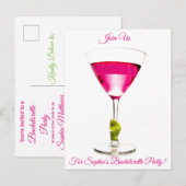 Cocktail vrijgezellenfeest uitnodiging (Voorkant / Achterkant)