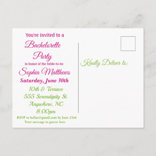 Cocktail vrijgezellenfeest uitnodiging (Achterkant)