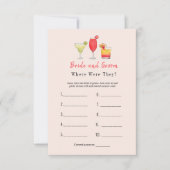 Cocktail "Waar waren ze" Bruidsfeest spel Kaart (Voorkant)