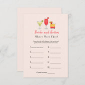 Cocktail "Waar waren ze" Bruidsfeest spel Kaart (Voorkant / Achterkant)