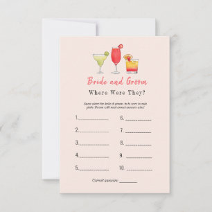 Cocktail "Waar waren ze" Bruidsfeest spel Kaart