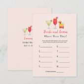 Cocktail "Waar waren ze" Vrijgezellenfeest game Kaart (Voorkant / Achterkant)